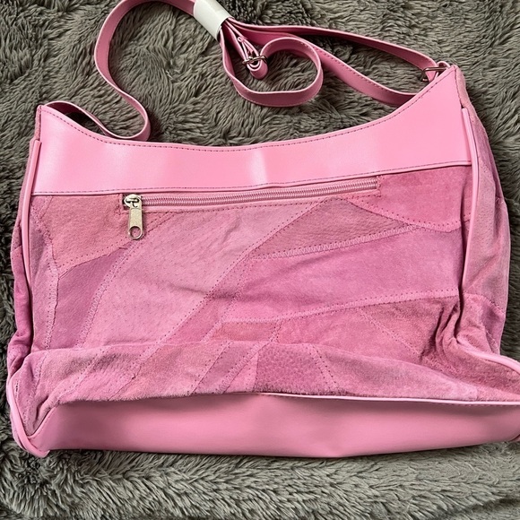 New Retro Pink Suede Haband Purse with‎ Pocket - NWT - Picture 3 of 11